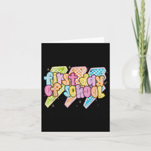 Back To School Lightning Bolt Chequered First Day Card