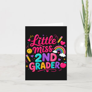 Back to school little miss 2nd grader rainbow girl card