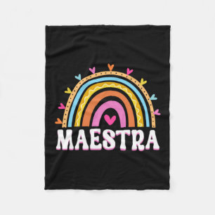 Back To School Maestra Cute Funny Spanish Teacher Fleece Blanket
