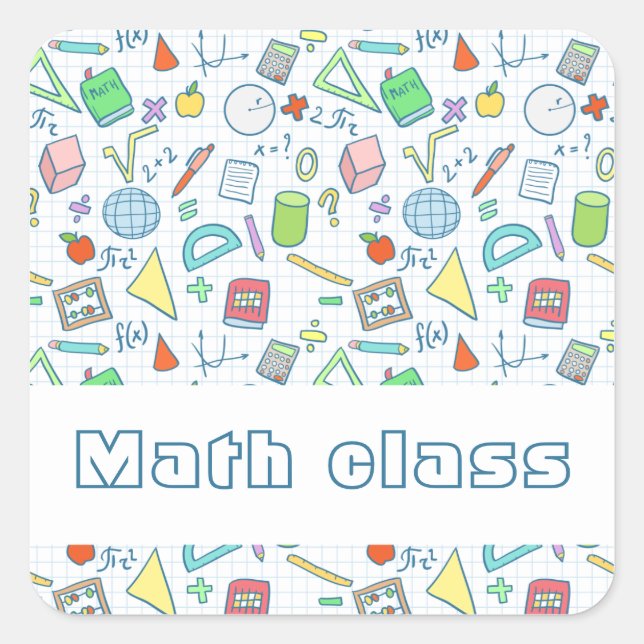 Back to school: "Math class" sticker (editable) (Front)