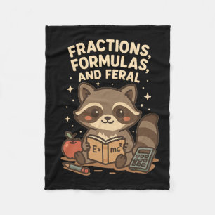 Back To School Math Teacher Racoon Fractions Form Fleece Blanket