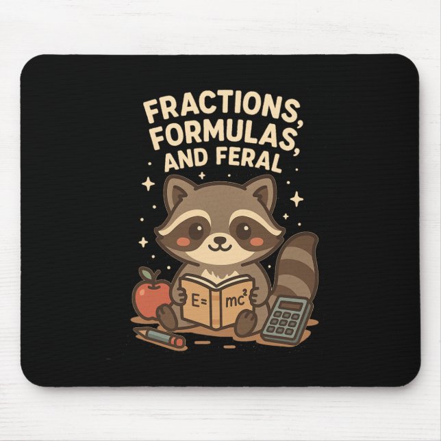 Back To School Math Teacher Racoon Fractions Form Mouse Mat (Front)