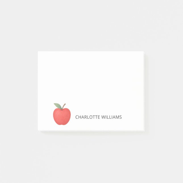 Back to School Minimalist Cute Apple Teacher Post-it Notes (Front)