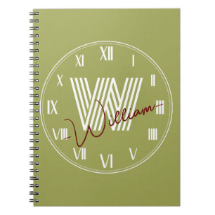 Back to school Monogrammed olive green Notebook