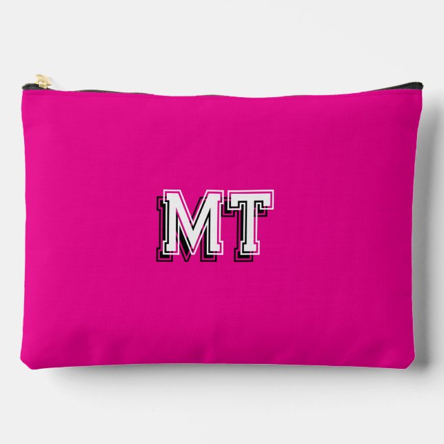 Back to School Monogrammed Pencil Zipper Bag Pink (Front)