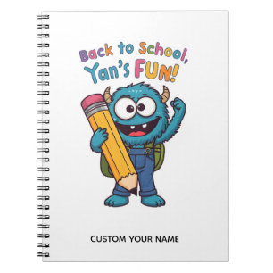 Back to School Monster Cute Blue Creature Notebook