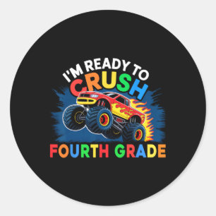 Back To School Monster Truck Boys First Day Of Fou Classic Round Sticker