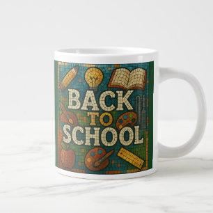 Back to school mosaic style large coffee mug