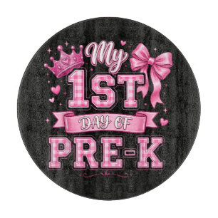 Back to School My 1st Day of Pre-K Pink Bow Girls Cutting Board