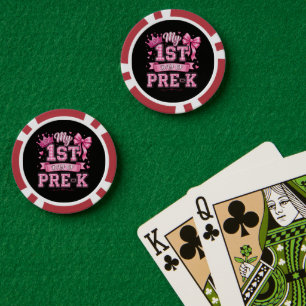 Back to School My 1st Day of Pre-K Pink Bow Girls Poker Chips