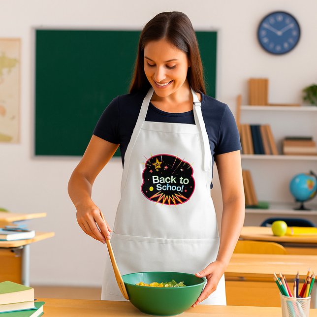Back to School Neon Pop Art Bright Classroom Standard Apron (Creator Uploaded)