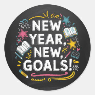 Back to school New year New Goals Classic Round Sticker