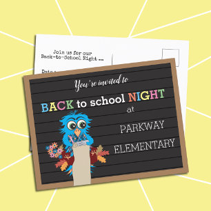 Back-to-school Night Blue Owl Postcard