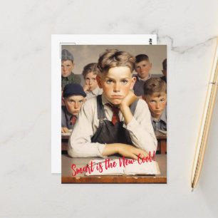 Back to school Norman Rockwell drawings style Postcard
