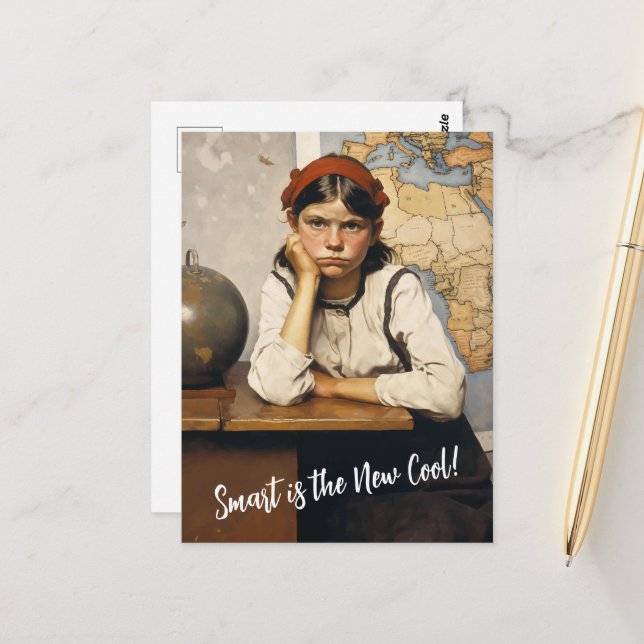 Back to school Norman Rockwell drawings style Postcard (Front/Back In Situ)