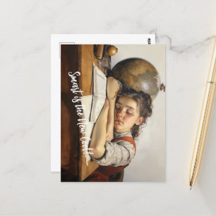 Back to school Norman Rockwell drawings style Postcard