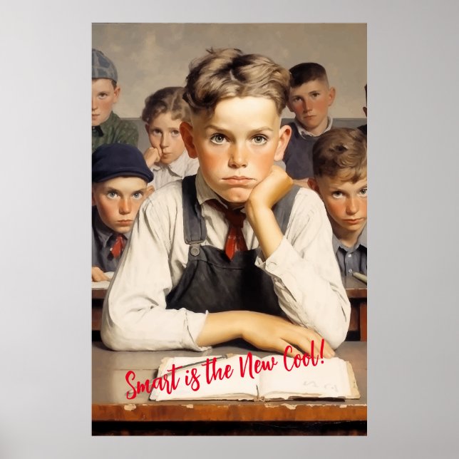 Back to school Norman Rockwell drawings style Poster (Front)