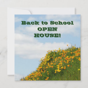 Back to School OPEN HOUSE Invitation Cards Poppies