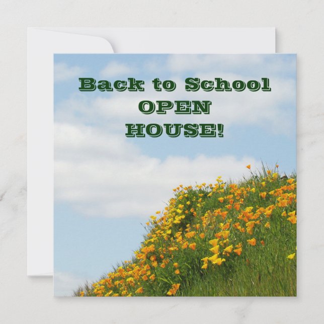 Back to School OPEN HOUSE Invitation Cards Poppies (Front)