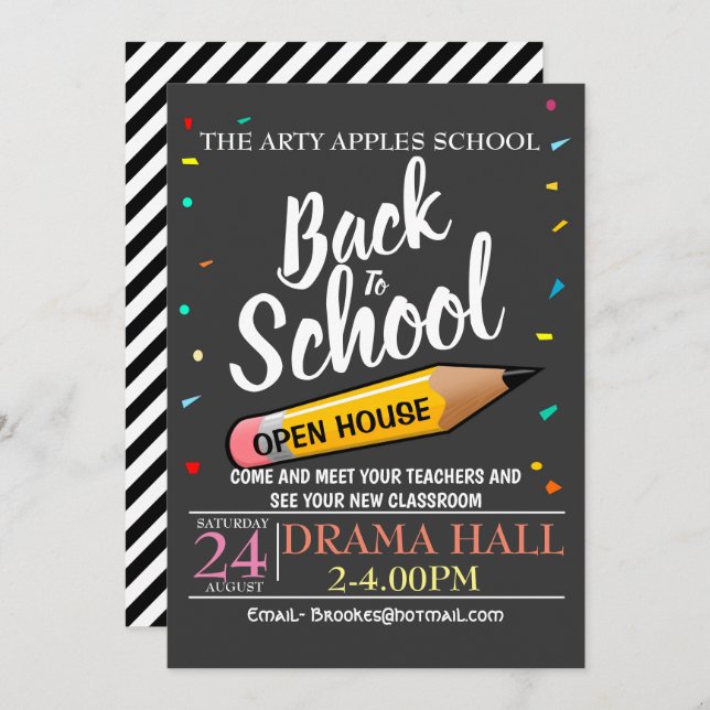 Back to school OPEN HOUSE invite (Front/Back)
