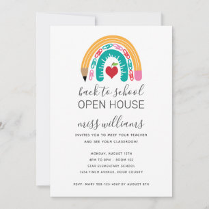 Back to School Open House Rainbow Invitation