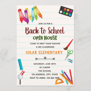 Back to school open house theme invitation