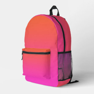 Back To School Orange Pink  Printed Backpack