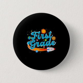 Back to school outer space teacher first grade 6 cm round badge