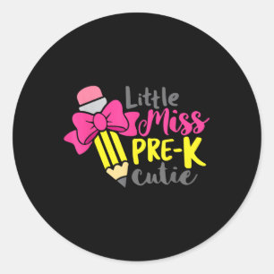 Back To School Outfits Girls Little Miss Prek Cuti Classic Round Sticker