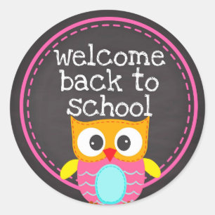 Back to School Owl Classic Round Sticker