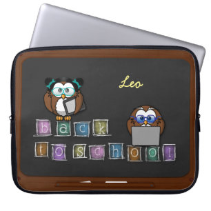 back to school owl laptop sleeve