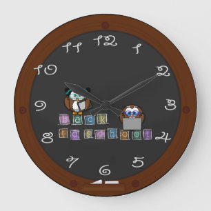 back to school owl large clock