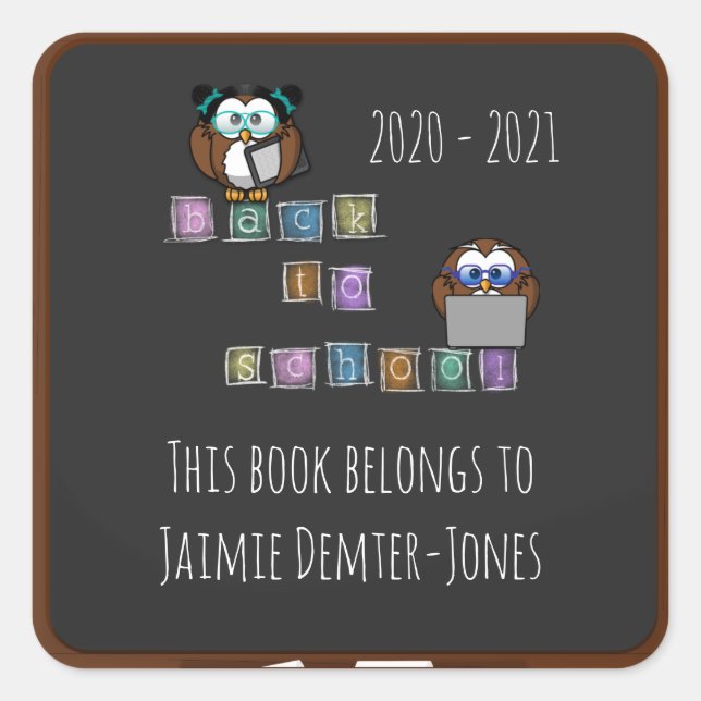 back to school owl - square sticker (Front)