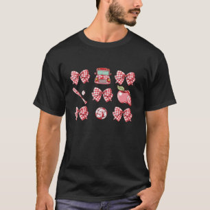 Back to School P E Teacher Sports Coquette Bow Fir T-Shirt