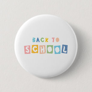 BACK TO SCHOOL paper cut font cute typography. 6 Cm Round Badge