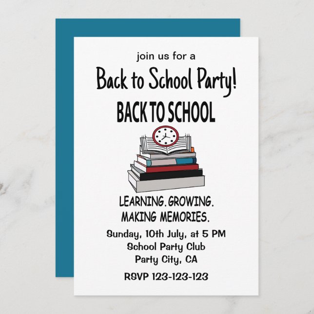 Back To School Party Celebration Back To School Invitation (Front/Back)