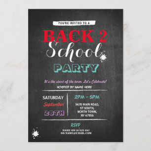Back To School Party Chalkboard Fun Ink Invite