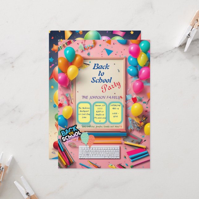 back-to-school party invitation  (Front/Back In Situ)