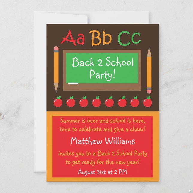 Back to School Party Invitation (Front)