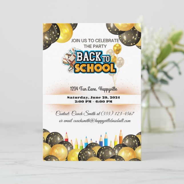 back-to-school party invitation (Standing Front)
