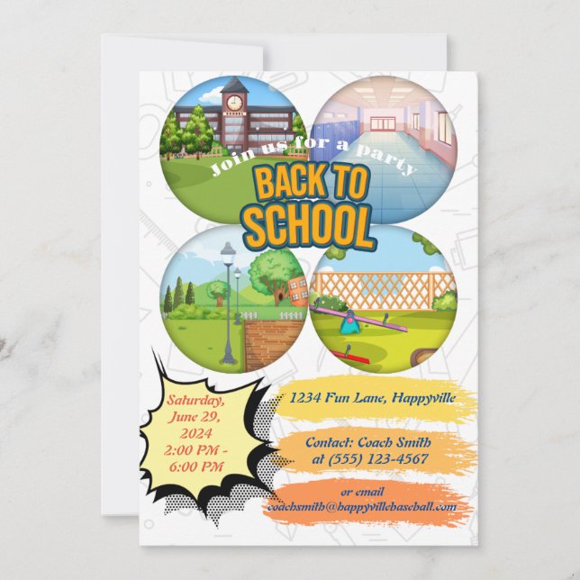back-to-school party invitation (Front)