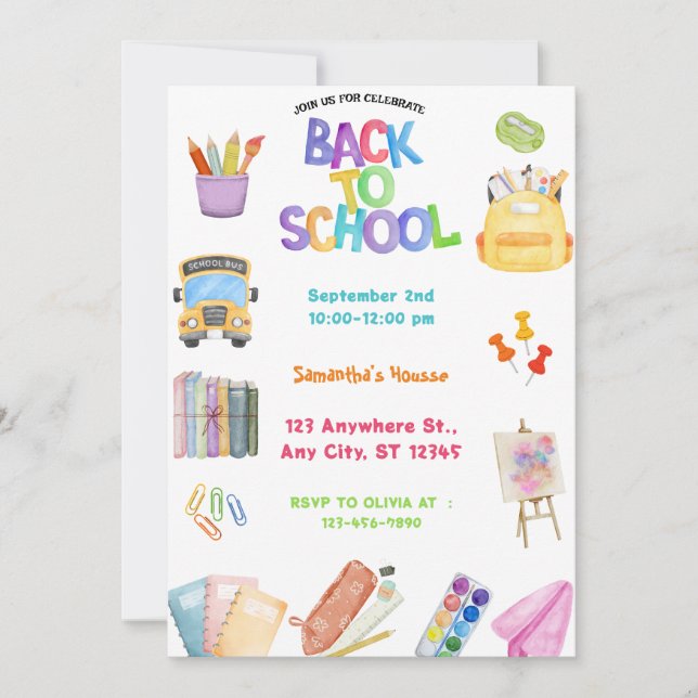 Back to school party invitation (Front)