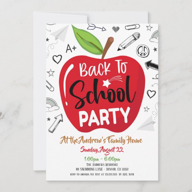 Back To School Party Invitation (Front)