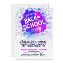 Back to School Party Paint Splatter Invite