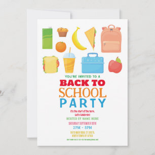 Back To School Party Pre School Picnic Invitation