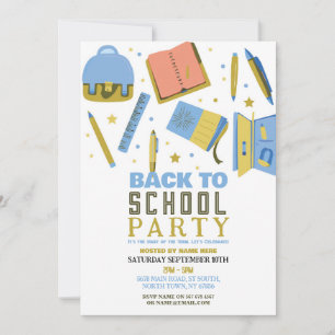 Back To School Party Stationary Fun Invite