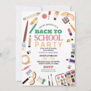 Back To School Party Stationary Pencils Invite