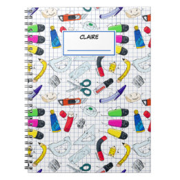 Back to School pattern Personalised name Notebook