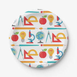 Back To School Pattern - Teacher Education Paper Plate