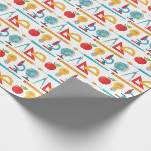 Back To School Pattern - Teacher Education Wrapping Paper